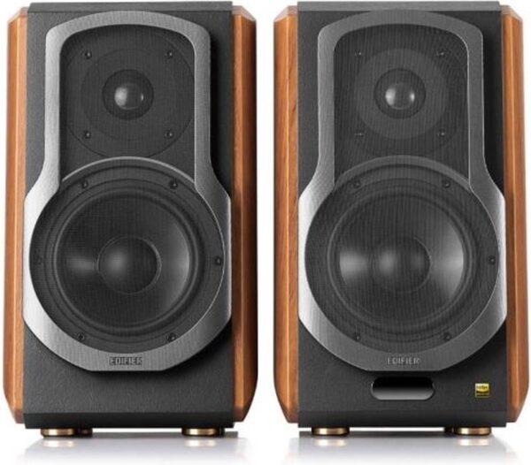 Edifier: S1000W Actieve Wifi Boekenplank speakers - 2 stuks - Zwart/Bruin