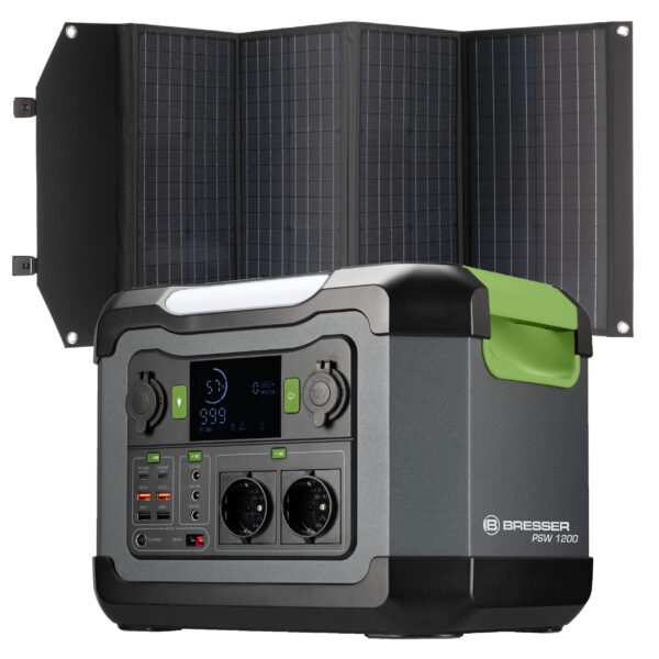 BRESSER Set Portable Powerstation 1200 W + Mobiele zonnelader 120 W