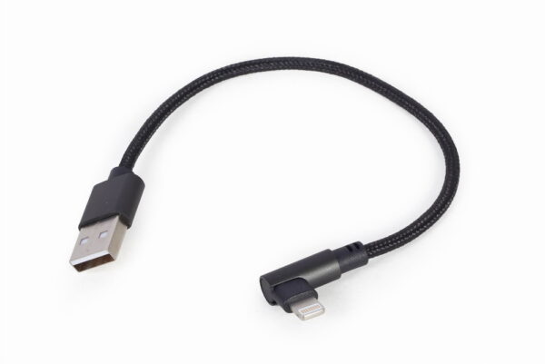 Haakse 8-pins laad- & datakabel, 0.2 m, zwart