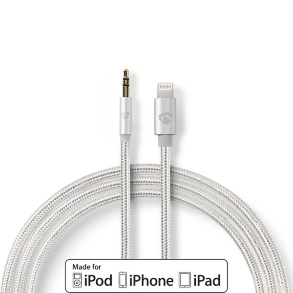 Apple Lightning Koptelefoon Adapterkabel | Apple Lightning 8-Pins Male - 3,5 mm Male | 1,00 m | Aluminium