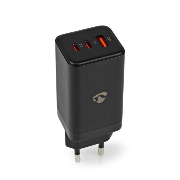 Oplader | Snellaad functie | PD3.0 18W / PD3.0 20W / PD3.0 27W / PD3.0 36W / PD3.0 45W / PD3.0 60W / QC3.0 | 3.0 / 3.25 A | Outputs: 3 | USB-A / 2x USB-C | 65 W | Automatische Voltage Selectie