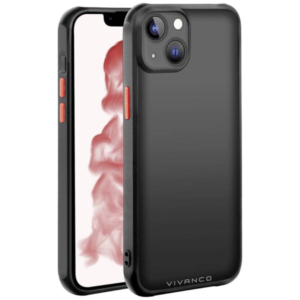Vivanco Frosted Backcover Apple iPhone 14 Plus Transparant, Zwart Inductieve lading, Stootbestendig