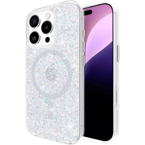 Case-Mate Twinkle Backcover Apple iPhone 16 Pro Glittereffect Inductieve lading, MagSafe compatible