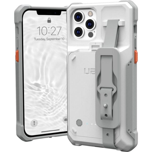 Urban Armor Gear Gear Workflow Laadcover Apple iPhone 15 Wit, Grijs Inductieve lading, Geïntegreerde accu, Met polsband