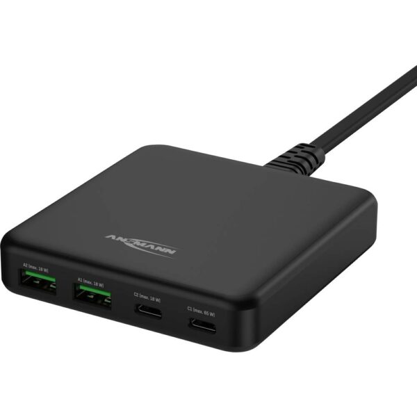 Ansmann Desktop Ladegerät DC465PD 65W USB-oplader 65 W 2x USB-A, 2x USB-C USB PD Zwart Binnen