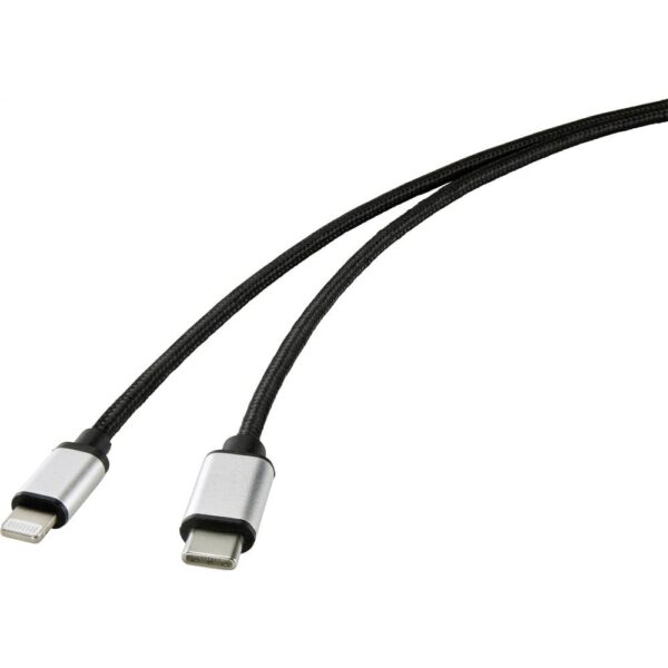 Renkforce USB-kabel USB 2.0 USB-C stekker, Apple Lightning stekker 1.00 m Zwart RF-4353446