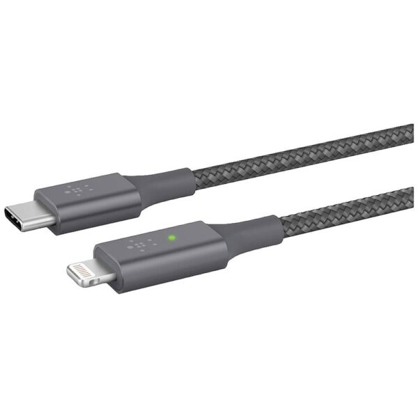 Parat USB-kabel USB-C stekker, Apple Lightning stekker 1.20 m Grijs Stoffen mantel 990561999