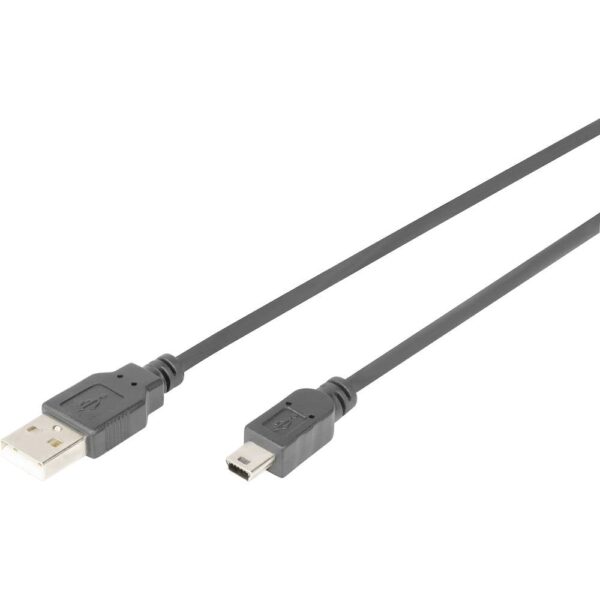 Digitus USB-kabel USB 2.0 USB-A stekker, USB-mini-B stekker 1.00 m Zwart Met OTG-functie AK-300108-010-S