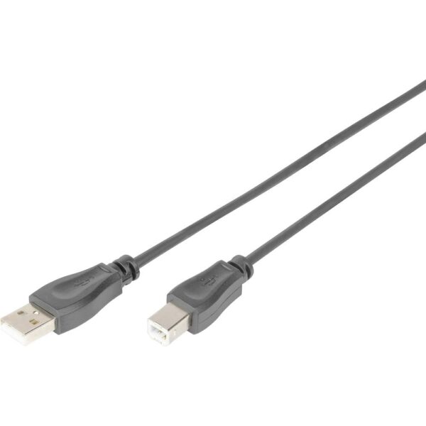 Digitus USB-kabel USB 2.0 USB-A stekker, USB-B stekker 0.50 m Zwart Rond, Afgeschermd (dubbel) AK-300105-005-S