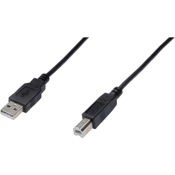 Digitus USB-kabel USB 2.0 USB-A stekker, USB-B stekker 1.80 m Zwart Rond, Afgeschermd (dubbel) AK-300105-018-S