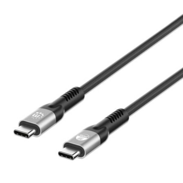 Manhattan Thunderbolt-kabel Thunderbolt (USB-C) stekker 1.00 m Zwart Stekker past op beide manieren, Afgeschermd (dubbel) 356374