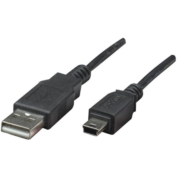 Manhattan USB-kabel USB 2.0 USB-A stekker, USB-mini-B stekker 1.80 m Zwart Vergulde steekcontacten, UL gecertificeerd 333375-CG