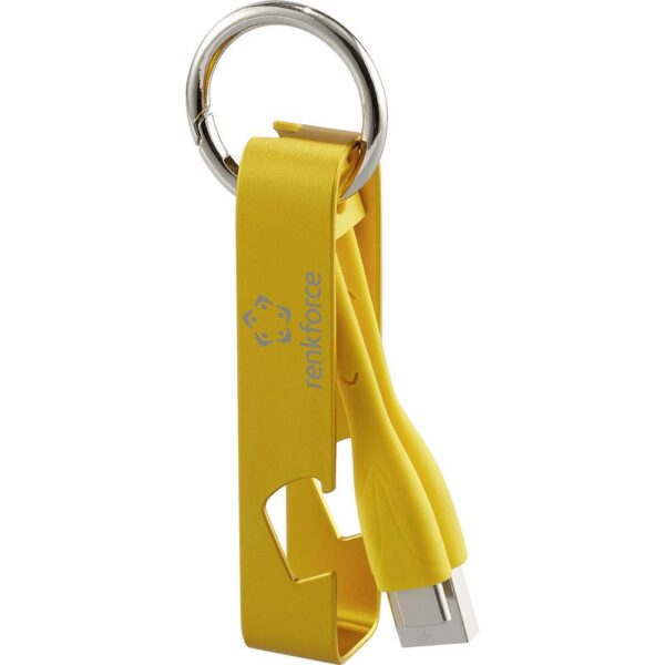 Renkforce USB-kabel USB 2.0 USB-A stekker, USB-C stekker 0.15 m Geel Sleutelhanger, Flesopener RF-6721080