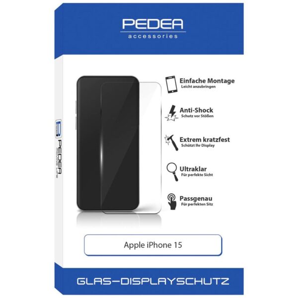 Pedea 50170098 50170098 Screenprotector (glas) Apple iPhone 15 1 stuk(s) Anti-vingerafdruk