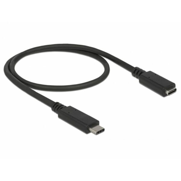 Delock USB-C-kabel USB-C stekker, USB-C bus 0.50 m Zwart 85532