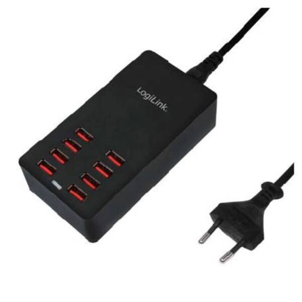 LogiLink PA0140 USB-laadstation 44 W 8x USB-A Zwart Binnen Automatische detectie
