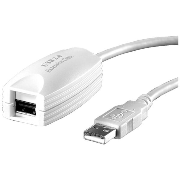 VALUE USB 2.0 verlenging, 1 poort, wit, 5 m