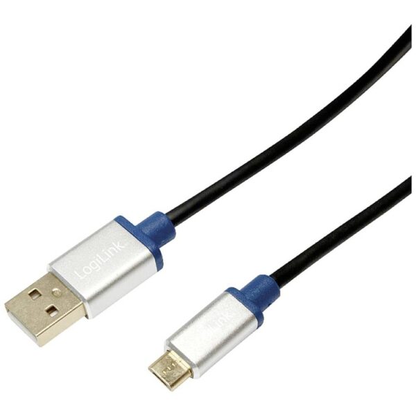 LogiLink USB-kabel USB 2.0 USB-A stekker, USB-micro-B stekker 1.00 m Zwart BUAM210