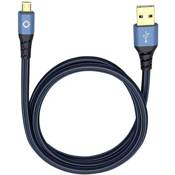 Oehlbach USB-kabel USB 2.0 USB-A stekker, USB-micro-B stekker 0.50 m Blauw Vergulde steekcontacten 9330