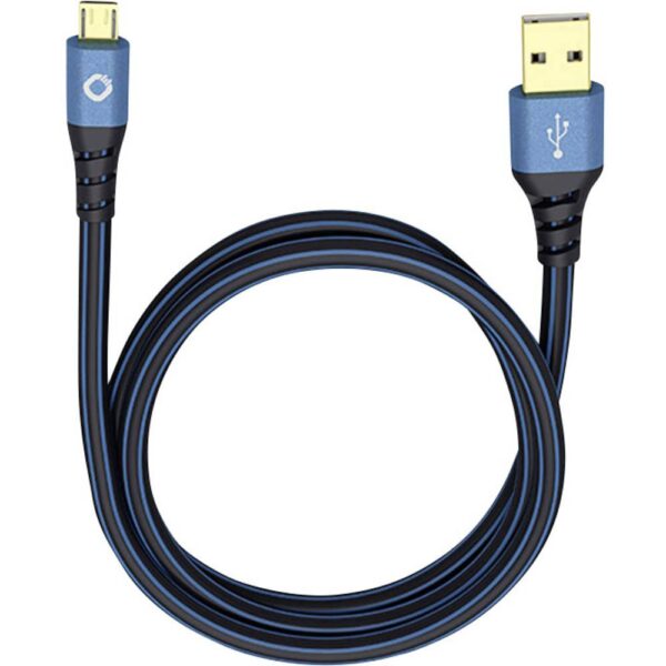 Oehlbach USB-kabel USB 2.0 USB-A stekker, USB-micro-B stekker 5.00 m Blauw Vergulde steekcontacten 9334