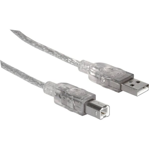 Manhattan USB-kabel USB 2.0 USB-A stekker, USB-B stekker 1.80 m Zilver 333405