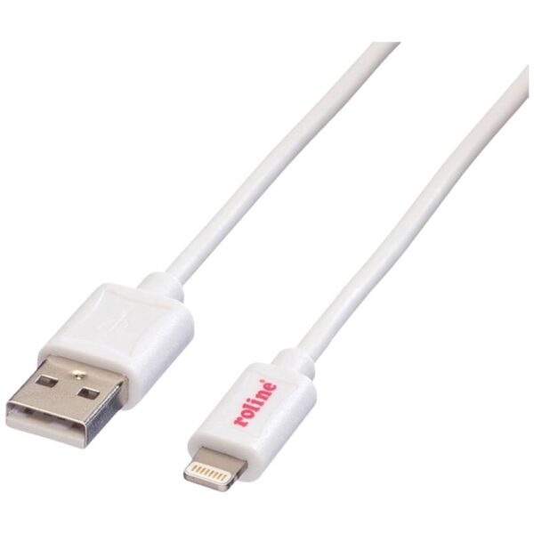 ROLINE 8pin naar USB 2.0 kabel voor iPhone, iPod, iPad, wit, 1,8 m
