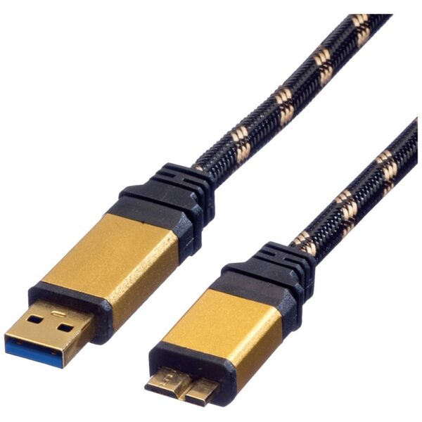 ROLINE GOLD USB 3.2 Gen 1 Kabel, USB A - Micro B, M/M, 0,8 m