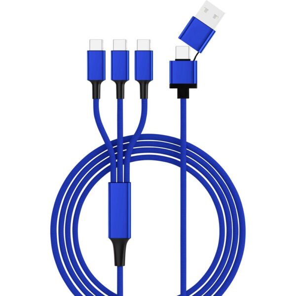 Smrter USB-laadkabel USB 2.0 USB-A stekker, USB-C stekker, USB-C stekker, USB-C stekker 1.20 m Blauw SMRTER_TRIO_C_NB