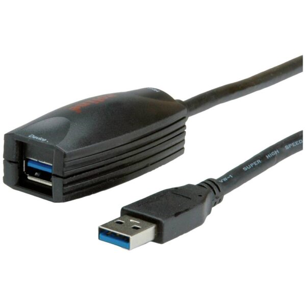 ROLINE USB 3.2 Gen 1 Actieve Repeater kabel, zwart, 5 m