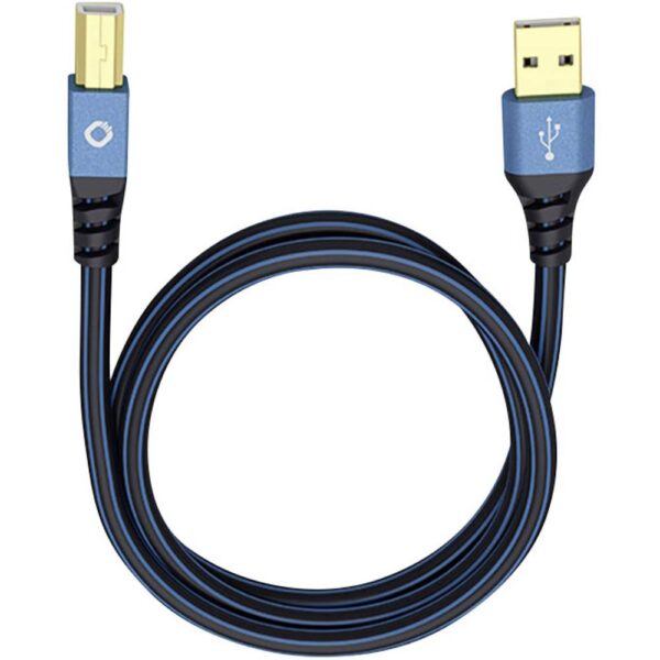 Oehlbach USB-kabel USB 2.0 USB-A stekker, USB-B stekker 10.00 m Blauw Vergulde steekcontacten 9346