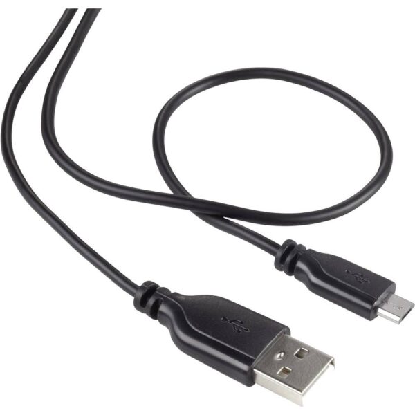 USB-kabel USB-A stekker, USB-micro-B stekker 1.00 m Zwart SuperSoft-mantel 1013321