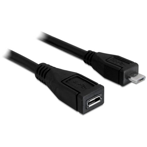 Delock USB-kabel USB 2.0 USB-micro-B stekker, USB-micro-B bus 1.00 m Zwart 83248