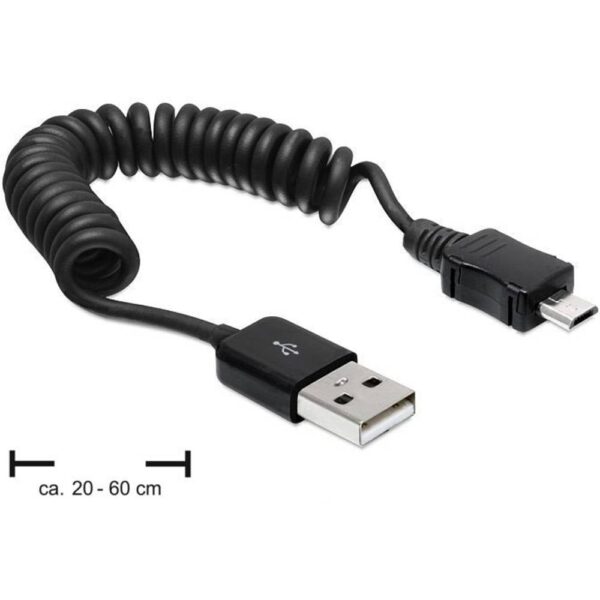 Delock USB-kabel USB 2.0 USB-A stekker, USB-micro-B stekker 0.60 m Zwart 83162