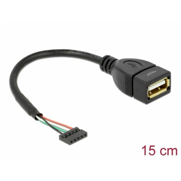 Delock USB-kabel USB 2.0 USB-pinbus, USB-A bus 0.15 m Zwart 84831