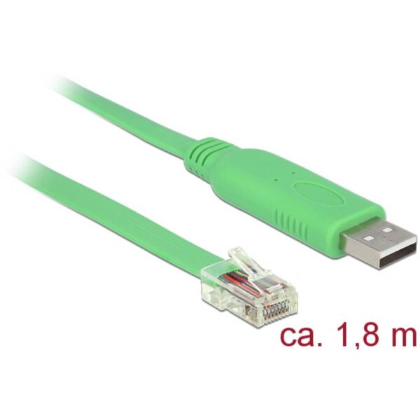 Delock USB-A naar RJ45 adapterkabel USB 2.0 USB-A stekker, RJ45 1.80 m Groen 62960