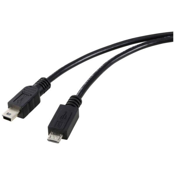 Renkforce USB-kabel USB 2.0 USB-micro-B stekker, USB-mini-B stekker 0.50 m Zwart RF-5720368