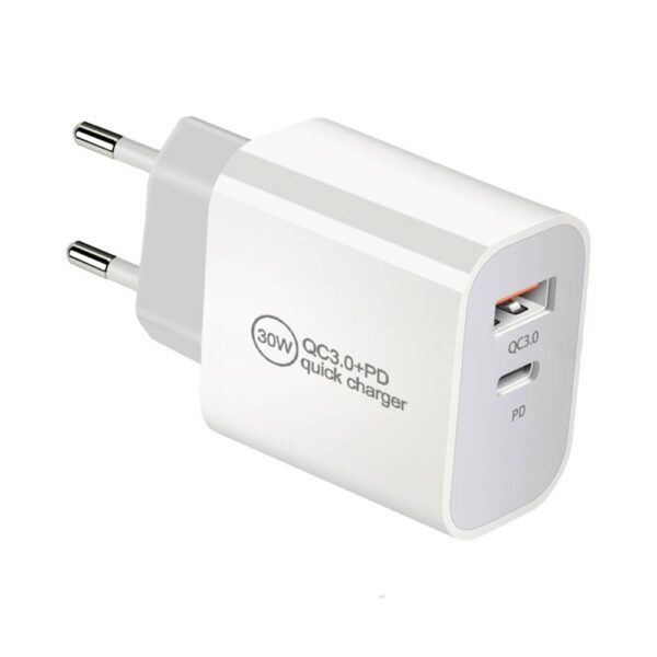 IWH USB-oplader 30 W 1x USB-A, 1x USB-C USB PD, QC 3.0 Wit Binnen