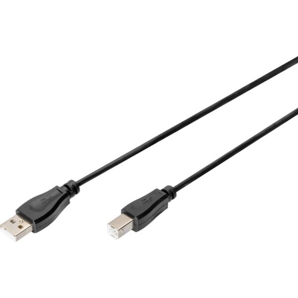 Digitus USB-kabel USB 2.0 USB-A stekker, USB-B stekker 1.80 m Zwart AK-300102-018-S