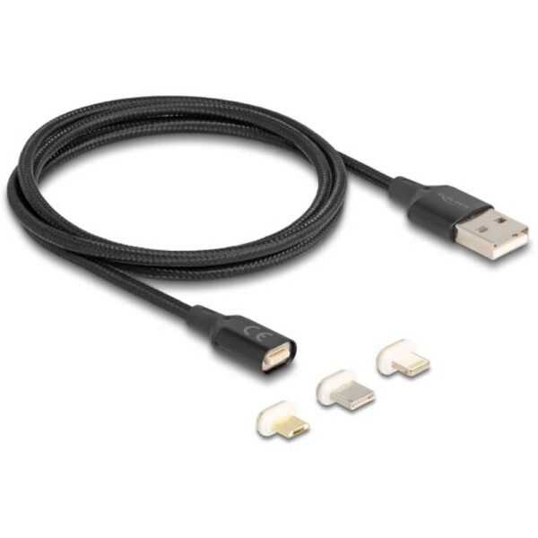 Delock USB-kabel USB-A stekker, USB-C stekker, USB-micro-B stekker, Apple Lightning stekker 1.00 m Zwart 88165