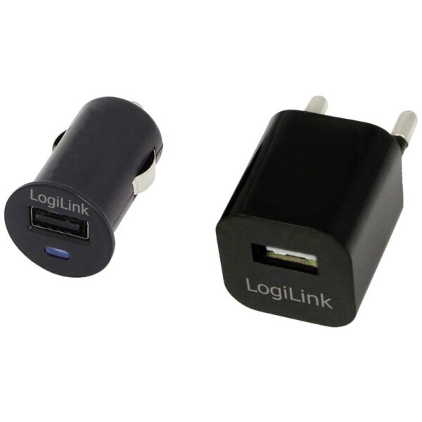 LogiLink PA0076 USB-oplader 1x USB-A Zwart Binnen, Auto