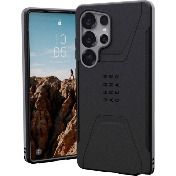 Urban Armor Gear Civilian Backcover Samsung Galaxy S25 Ultra Zwart Inductieve lading, Stootbestendig