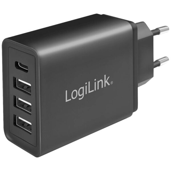 LogiLink Ladegerät USB-oplader 15 W 1x USB-C, 3x USB-A Zwart Binnen