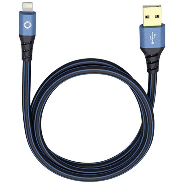 Oehlbach USB-kabel USB 2.0 USB-A stekker, Apple Lightning stekker 0.50 m Blauw, Zwart Vergulde steekcontacten 9321