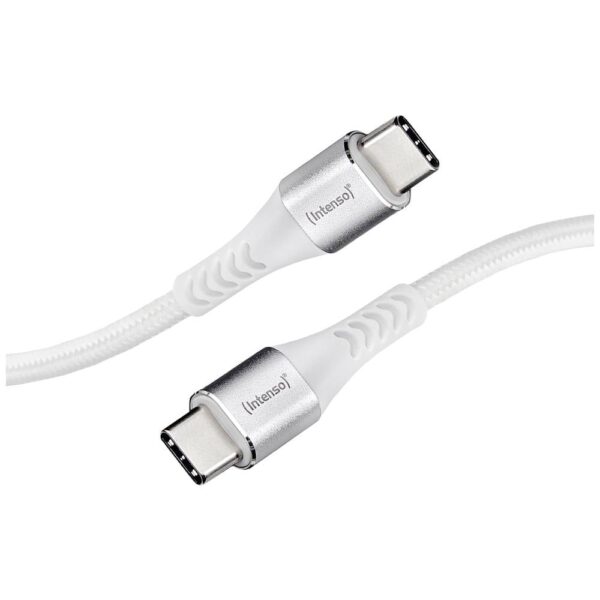 Intenso USB-kabel USB 2.0 USB-C stekker, USB-C stekker 1.50 m Wit Stoffen mantel 7901002
