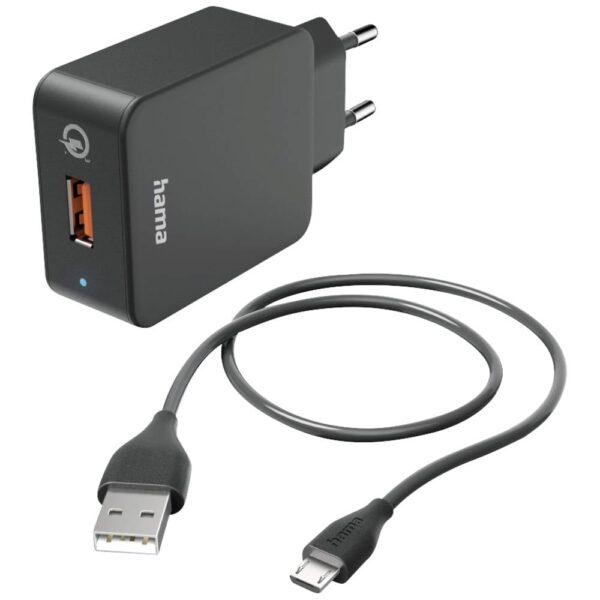 Hama USB-oplader 19.50 W 1x USB-A, 1x Micro-USB Zwart Binnen