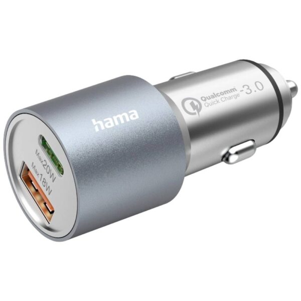 Hama USB-oplader 38.00 W 1x USB-A, 1x USB-C USB PD Zilver Auto, Vrachtwagen