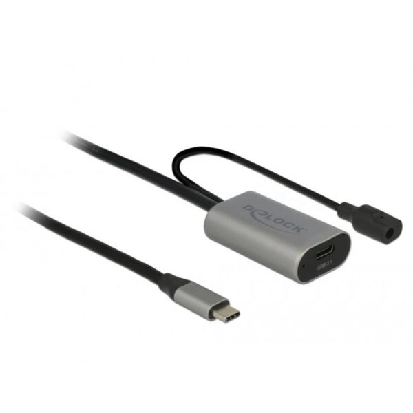 Delock USB-C-kabel USB-C stekker, USB-C bus 5.00 m Zwart, Grijs 85392