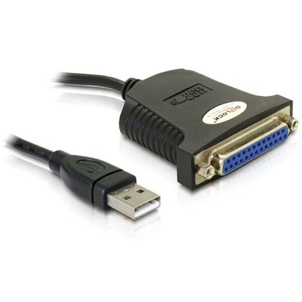 Delock USB-kabel USB 1.1 USB-A stekker, Parallelle DB25 bus 0.80 m Zwart 61330