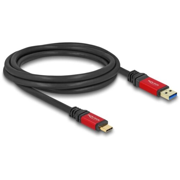 Delock USB-kabel USB-A stekker, USB-C stekker 2.00 m Zwart, Rood 80618