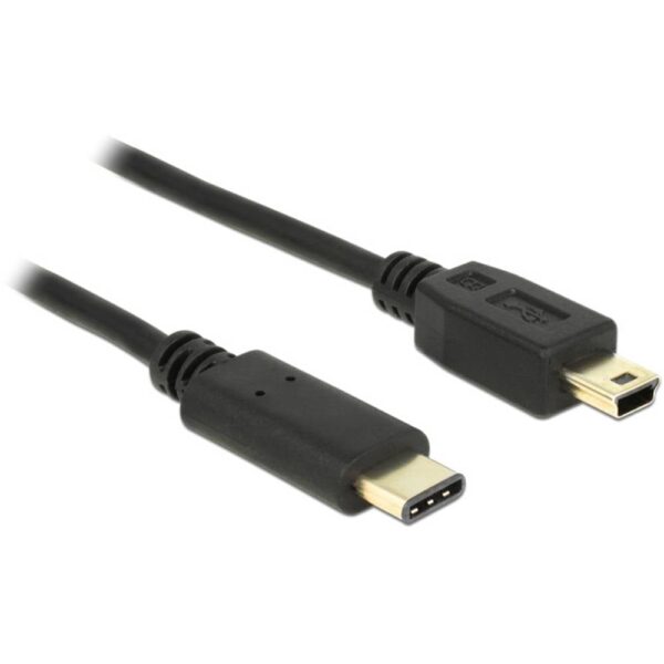 Delock USB-kabel USB 2.0 USB-mini-B stekker, USB-C stekker 2.00 m Zwart 83336